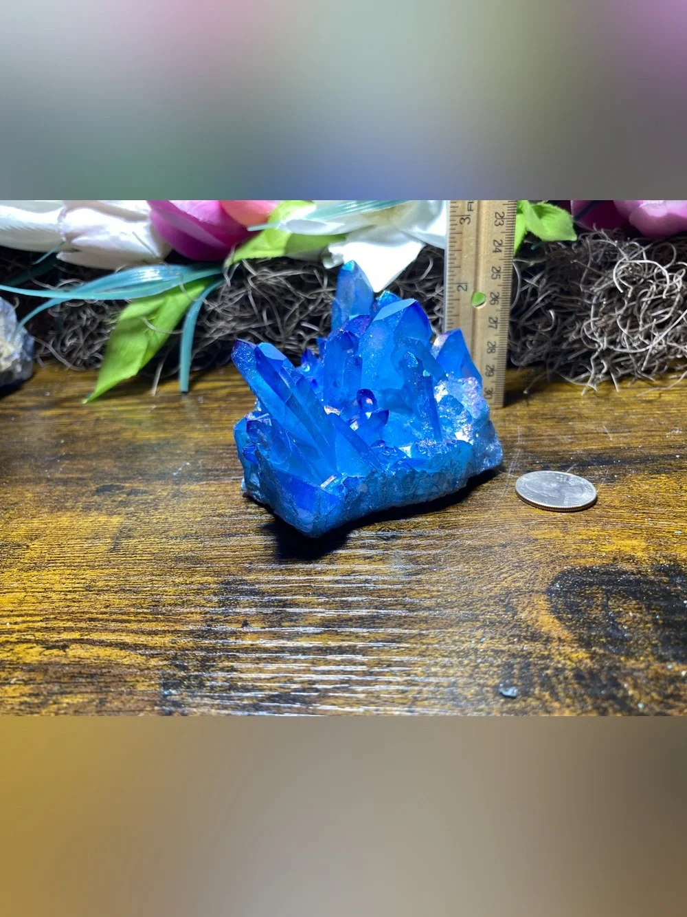 Large Aura Blue Quartz Points Cluster